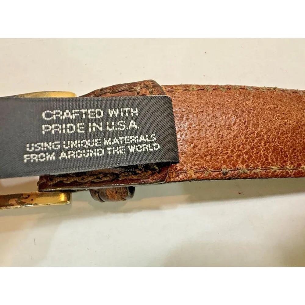 Brighton Men’s Brown Leather Belt 40 Croc Embossed Dress Vintage 1990s Handcraft